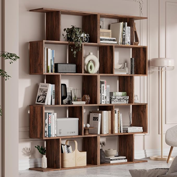 Cozy Castle Set of 2 Geometric Bookcase, S-Shaped Modern Bookshelf, Room by CozyCastle