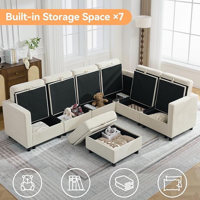 104'' V Shaped Modular Sofa, Sectional Couch - Image 3