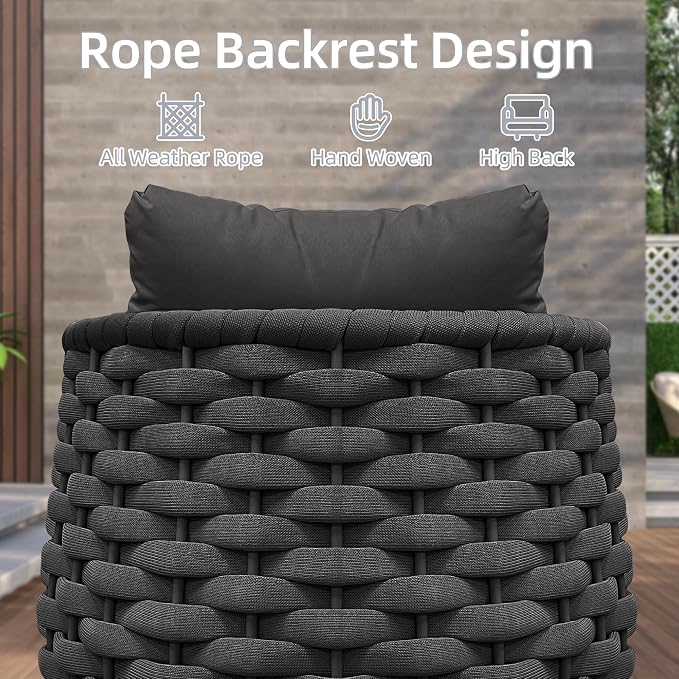 TWT 6-Piece Aluminum Patio Furniture Set, Olefin Rope Modern Outdoor - Image 8