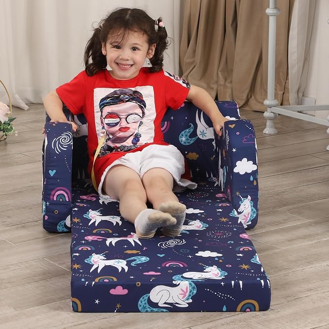 MOMCAYWEX Kids Sofa, 2-in-1 Flip-Out Foam Couch, Foldable Soft Play Lounge Chair - Image 4