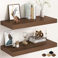30Inch Walnut Floating Shelves for Wall, 12 Inch Deep Shelves for Bedroom by FunMemories
