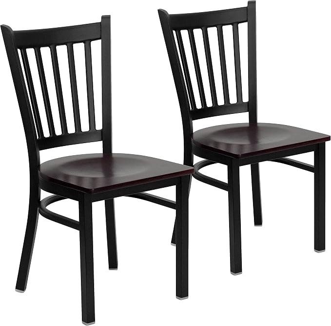 Flash Furniture 2 Pk. HERCULES Series Black Vertical Back Metal Restaurant Chair by FlashFurniture