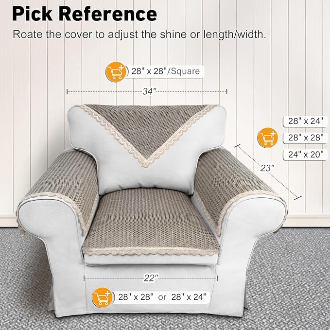 Velvet Couch Arm Cover, Non-Slip Lace Armrest & Backrest Covers, Slipcovers - Image 2