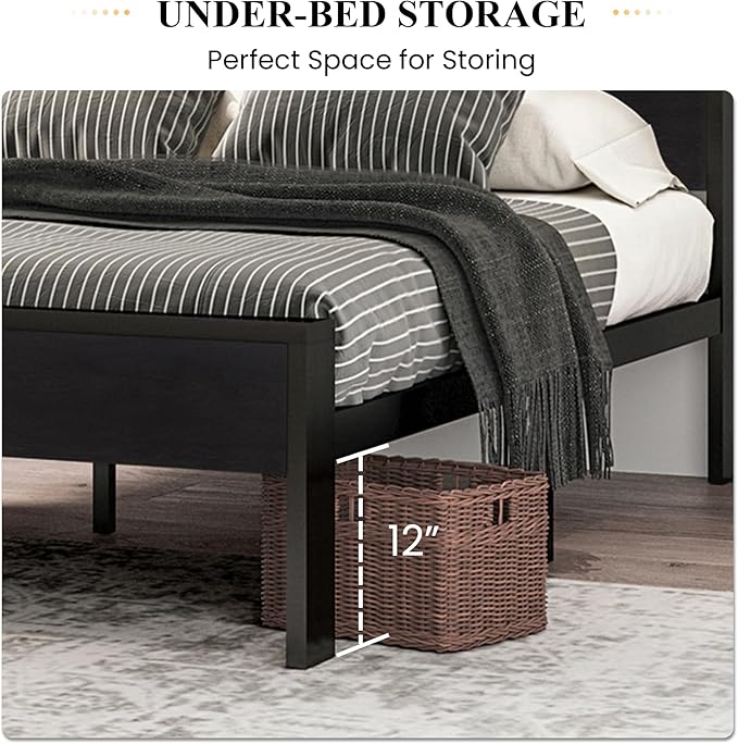 SHA CERLIN 14 Inch Full Size Metal Platform Bed Frame - Image 4
