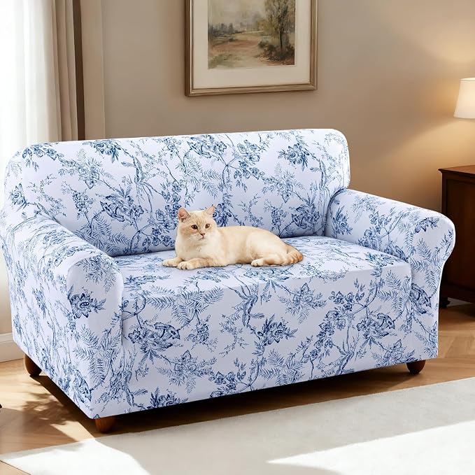 H.VERSAILTEX Floral Pattern Loveseat Cover Printed 2 Cushion Sofa Cover High - Image 2