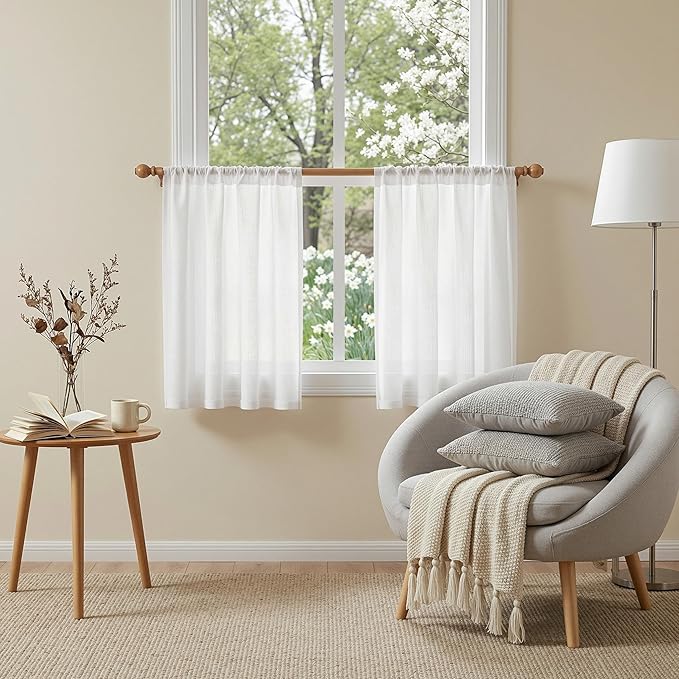 MYSKY HOME 30 Inches Long White Tiers Curtains - Image 3
