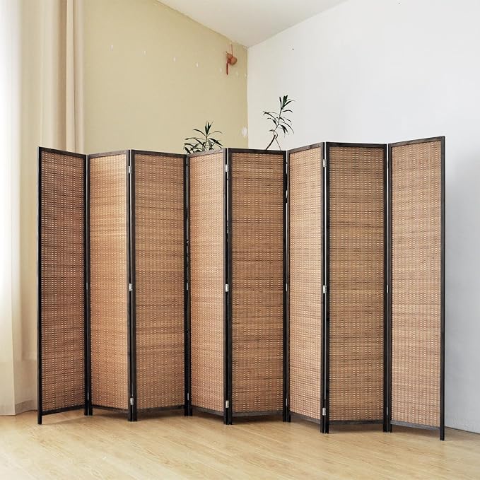 8 Panel Bamboo Room Divider Screen, 5.6 FT Tall Bamboo Divider Folding Panel - Image 5