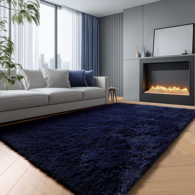 PAGISOFE Dark Navy Blue Rugs for Living Room 5x8 Ft, Plush Area Rugs for Bedroom - Image 8