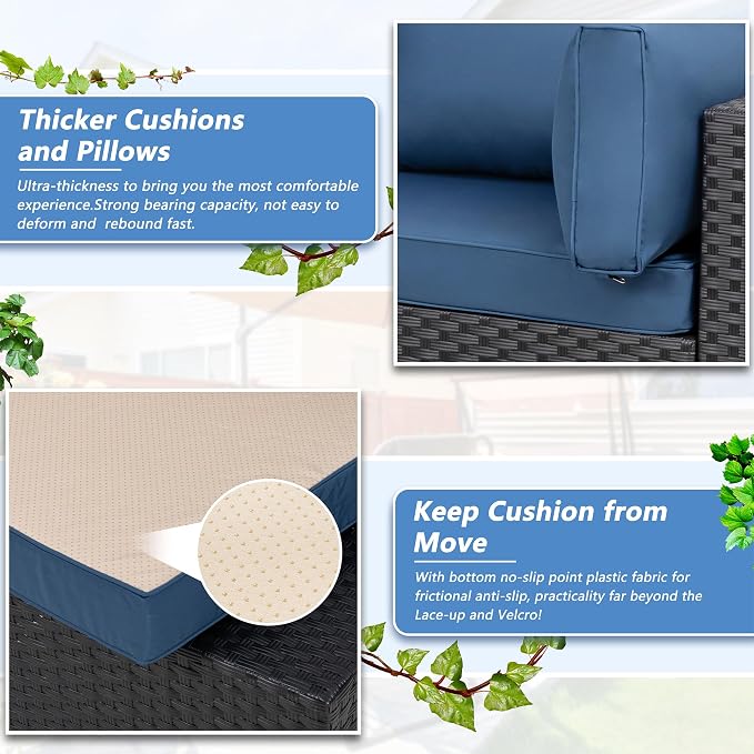 Shintenchi 5 Pieces Outdoor Patio Sectional Sofa Couch, PE Wicker Furniture Sets - Image 6