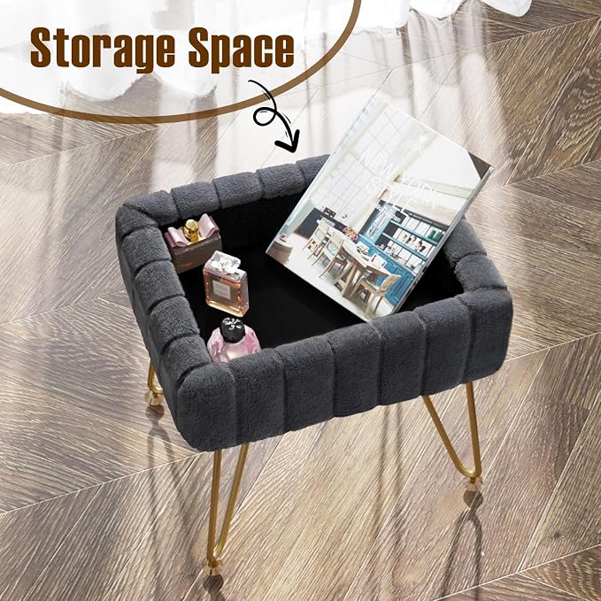 Greenstell Vanity Stool Chair Faux Fur - Image 6