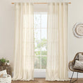 LAMIT Beige Linen Curtains for Living Room 2 Panels Set, 84 Inch Faux Linen by LAMIT