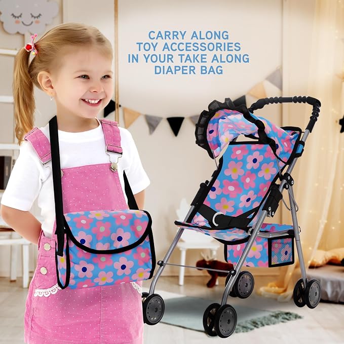 Baby Doll Stroller Bed and Swing Nursery Playset, Baby Doll Accessories - Image 4
