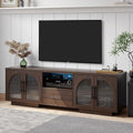 70" LED TV Stand with Storage for 75/80" TVs, Faux Marble Entertainment Center by SOLACEFURNITURE
