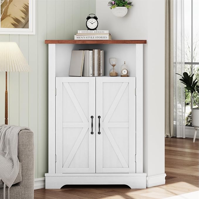 Smuxee Bathroom Corner Storage Cabinet, Farmhouse Floor Corner Cabinet - Image 8
