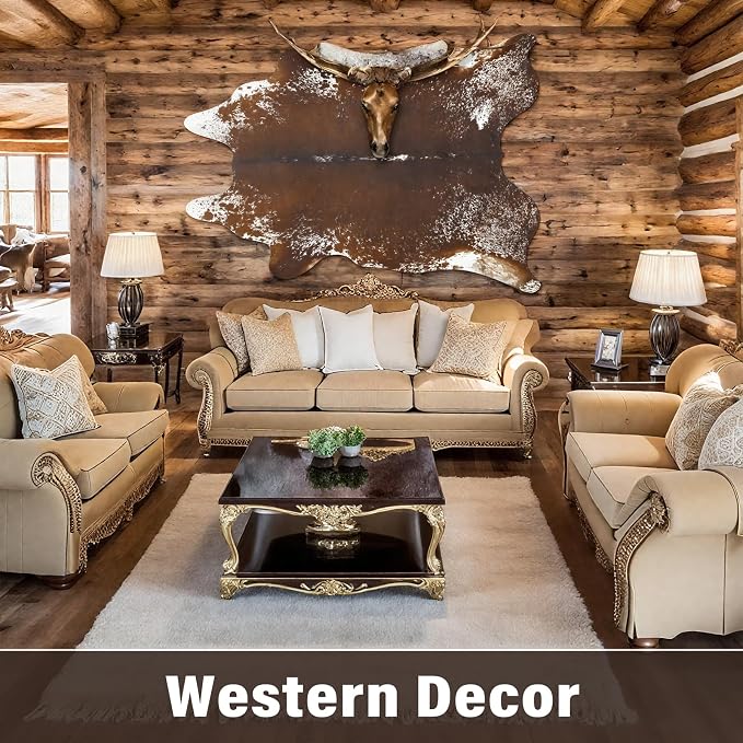 AROGAN Western Decor Faux Fur Cowhide Rug, 5.2x6.3 Feet Premium Animal Skin Cow - Image 6