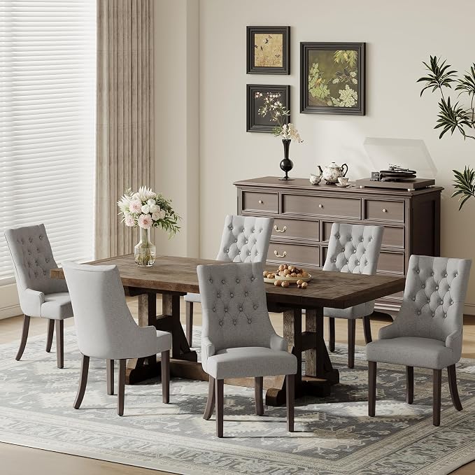 COLAMY Fabric Side Dining Chairs Set of 2, Wingback Upholstered Dining Room - Image 8