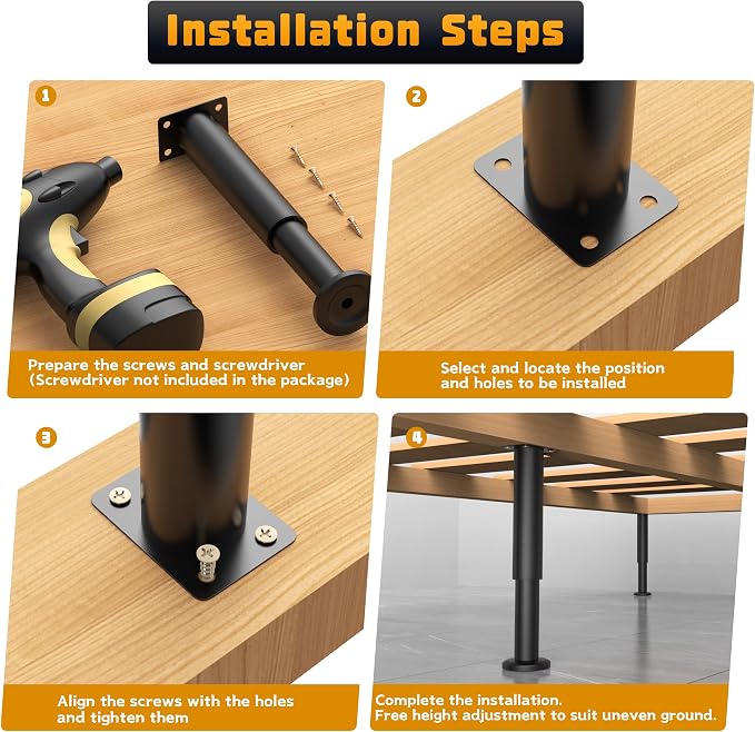 Wlrrcwdttc 2 Pcs Adjustable Height Bed Support Legs - Image 3