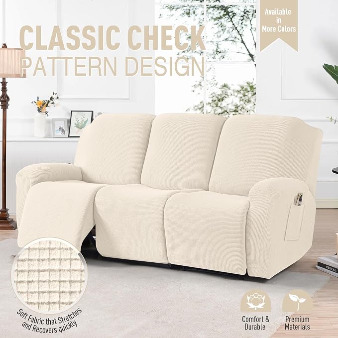 TAOCOCO Recliner Sofa Covers 8-Pieces Stretch Large Couch Covers - Image 2