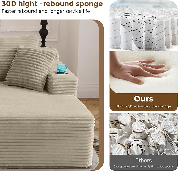 133" Oversized Cloud Boneless Sofa Couch - Image 4