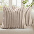 decorUhome Cozy Faux Fur Throw Pillow Covers 22x22 Set of 2 Decorative Soft by decorUhome