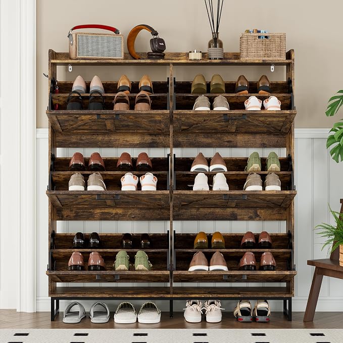 BORNOON Shoe Cabinet with 6 Flip Drawers Narrow Shoe Storage Cabinet Organizer - Image 7