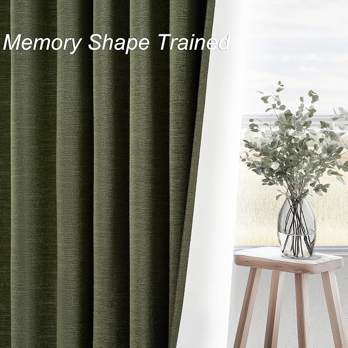 Topfinel 90 Inch Long Linen Blackout Curtains 2 Panels Set, Back Tab Pinch - Image 2
