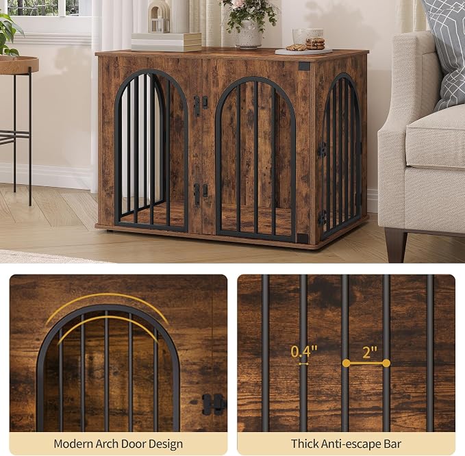 Hzuaneri 31.5'' Wooden Dog Crate Furniture, Indoor Dog Kennel Dogs Cage - Image 5