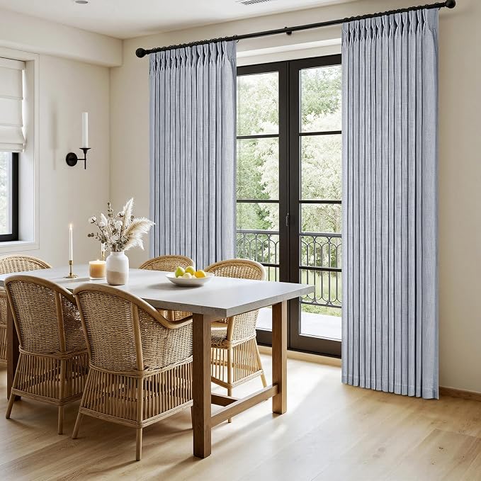 MIULEE Pinch Pleated Thick Linen Curtains 102 Inches Long 2 Panels - Image 3