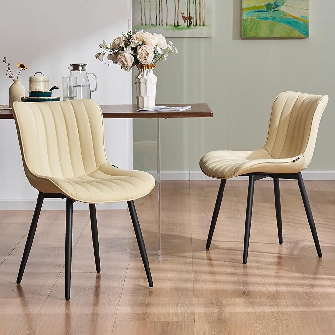 YOUNUOKE Mid-Century Modern Dining Chairs Set of 2, Armless Accent Chair by YOUNUOKE