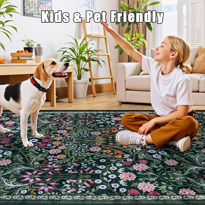 6x9 Area Rugs for Living Room: Floral Washable Rug Vintage Large Soft Boho - Image 8