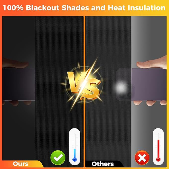 100% Blackout Curtains for Bedroom 2 Pack 118"x57" Portable Window Blinds Cover - Image 2