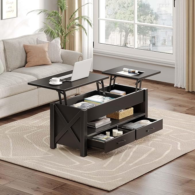 Seventable Coffee Table, 47.2" Lift Top Coffee Table - Image 6