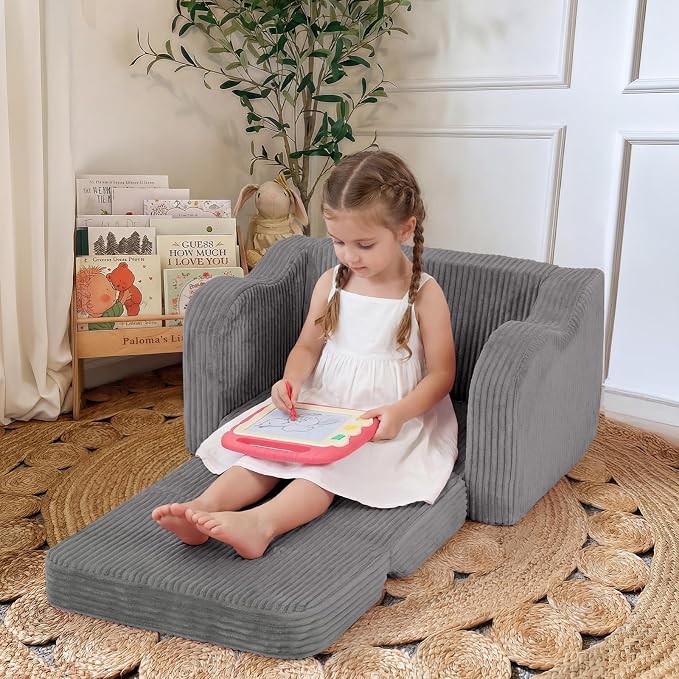 MeMoreCool Toddler Chair Comfy for 1-3 Years Old, Corduroy Kids Couch Bed Fold - Image 2
