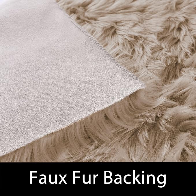 Latepis 2x3 Brown Beige Small Faux Fur Rug Fluffy Furry Rugs Throw Rug Washable - Image 3