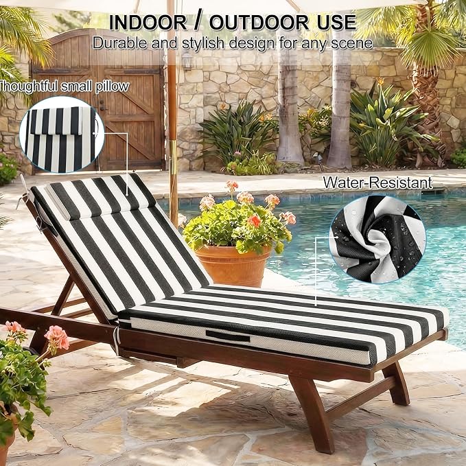 Outdoor Chaise Lounge Cushions, 71x21 Inch Olefin Water & Fade Resistant Pool - Image 5
