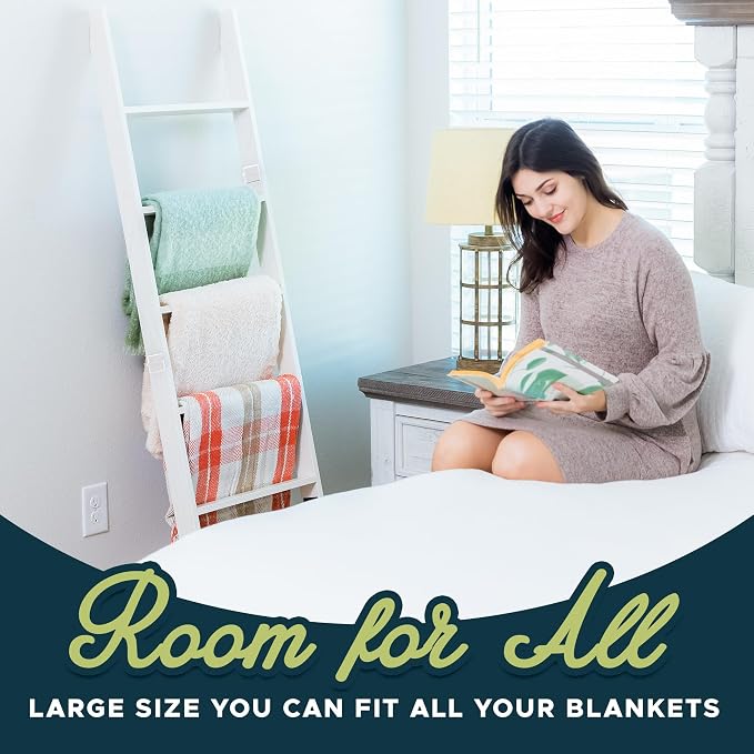 Blanket Ladder for Living Room and Bedroom, 5ft 8 inch, 6-Tier Wall Leaning - Image 8