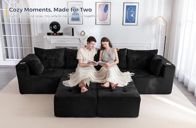 MAXYOYO 129.5" Modular Sectional Sofa Couch, U Shaped Modern Cloud Couch - Image 2