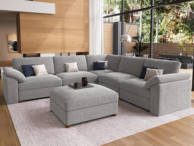 EASE MOOSE Oversized Sectional Modular Sofa, Luxury FSC Certified Chenille by EASEMOOSE