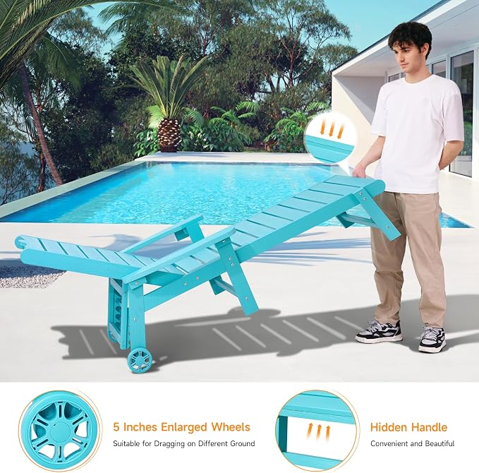 ONBRILL Patio Chaise Lounge Set of 2, Outdoor Lounge Chairs - Image 7