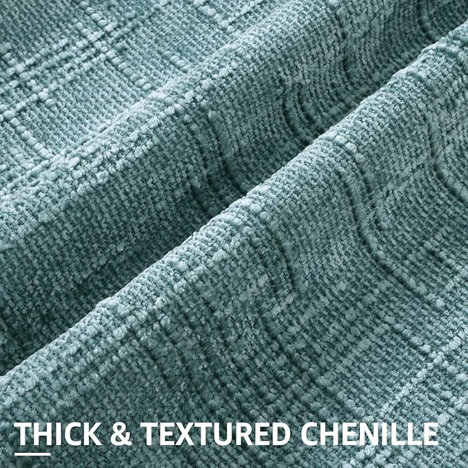 decorUhome Summer Teal Chenille Throw Pillow Covers 16x16 Set of 2 Textured - Image 2