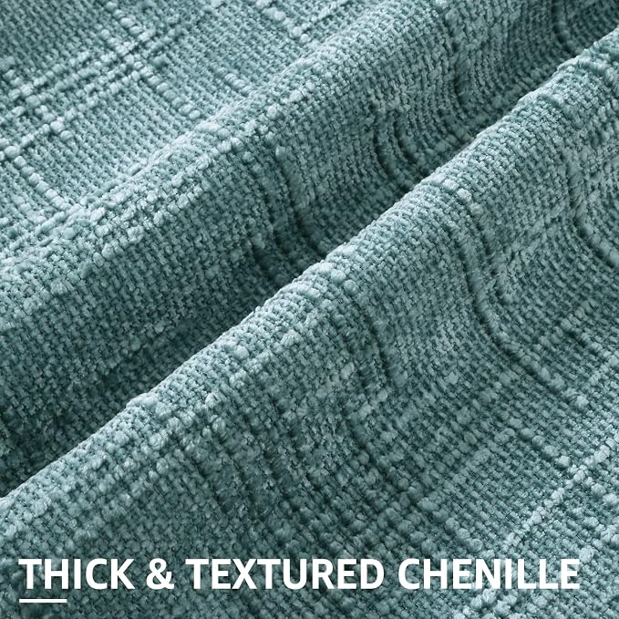 decorUhome Summer Teal Chenille Euro Sham Throw Pillow Covers 24x24 Set of 2 - Image 2