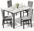 Hooseng Dining Table Set for 4, Faux Marble Small Kitchen Table Chairs Set of 4 by Hooseng