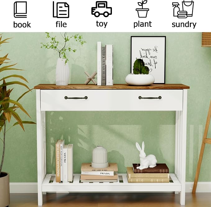 TaoHFE Farmhouse Narrow Console Table Modern Wooden, Living Room Tables Narrow - Image 3