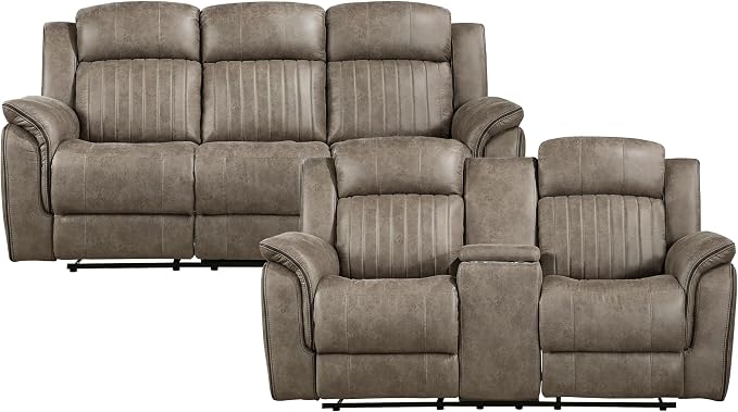 Lexicon Recliner Living Room Set, Home Theater Seating, Manual Polished - Image 3