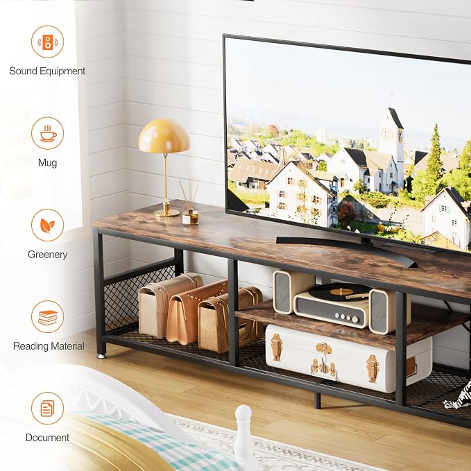 VECELO TV Stand with Power Outlets - Image 3