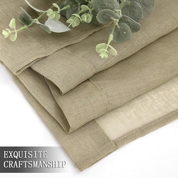 Tollpiz Sheer Curtains Linen Textured Bedroom Curtain Sheers Light Filtering - Image 7