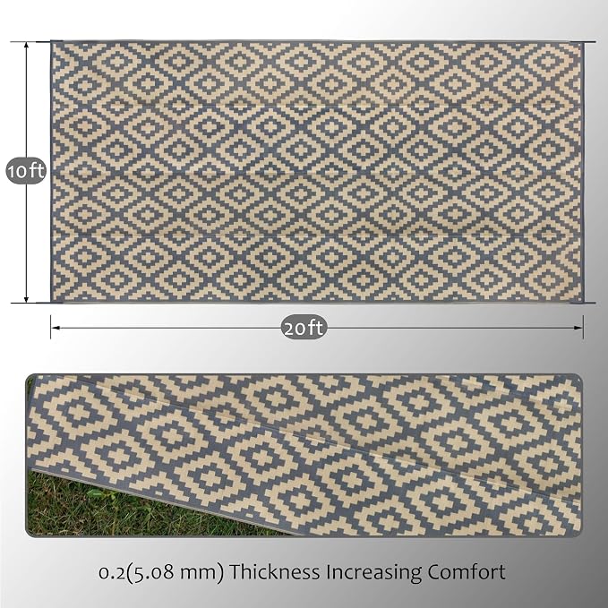 SAND MINE Reversible Mats, Plastic Straw Rug, Modern Area Rug, Large Floor Mat - Image 2