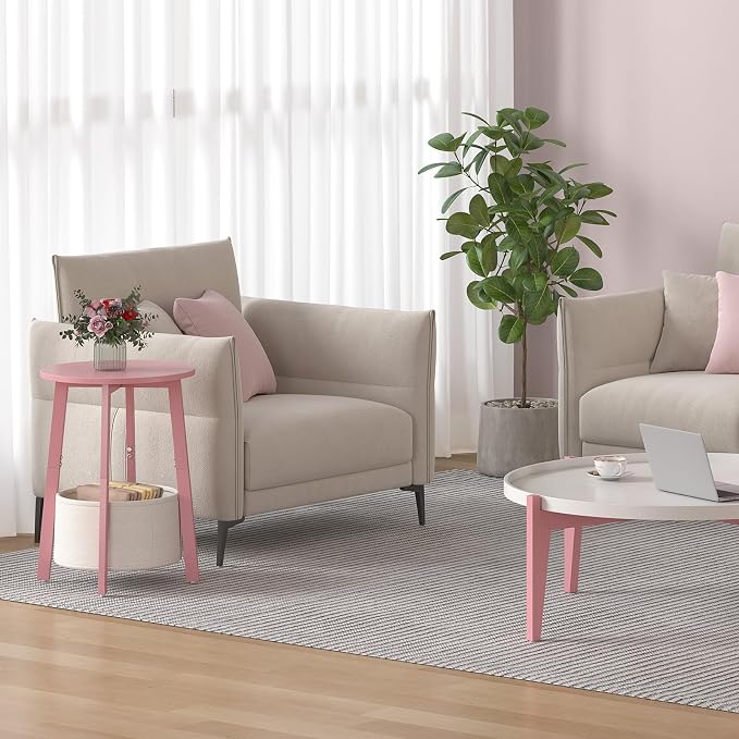 sthmec Small Round Side End Table Set of 2 - Image 5