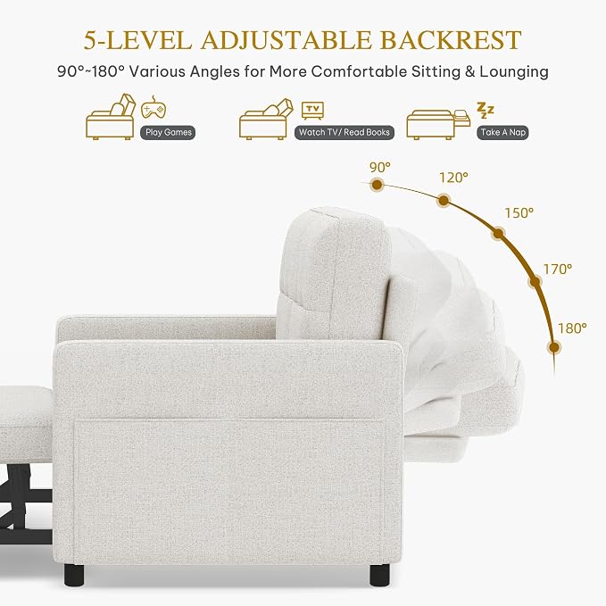 DWVO 55" Convertible Sofa Bed, 3-in-1 Sleeper Sofa - Image 6