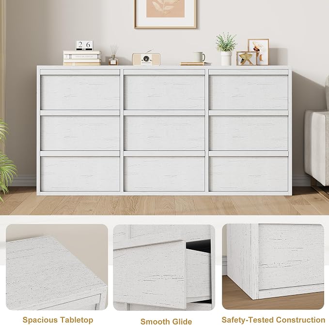 Garvee 9 Dresser for Bedroom, 58.7" Wide Dresser, Freestanding Horizontal Drawer - Image 7